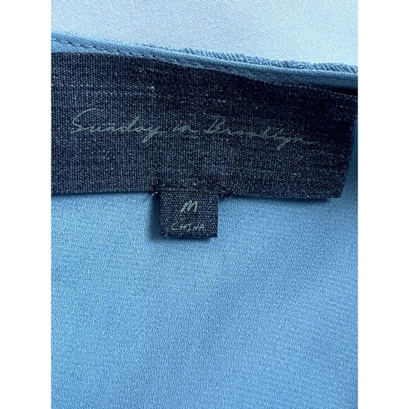 Anthropologie Sunday in Brooklyn Glenda Textured Dress Baby Blue Size M Flare - Picture 8 of 12